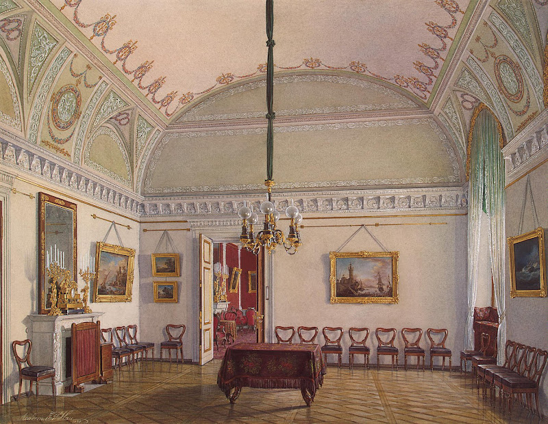 Interiors of the Winter Palace. The Second Reserved Apartment. Room 2 by Edward Petrovich Hau - Architecture, Interiors Drawings from Hermitage Museum