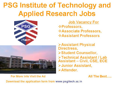 PSG Institute of Technology and Applied Research Jobs