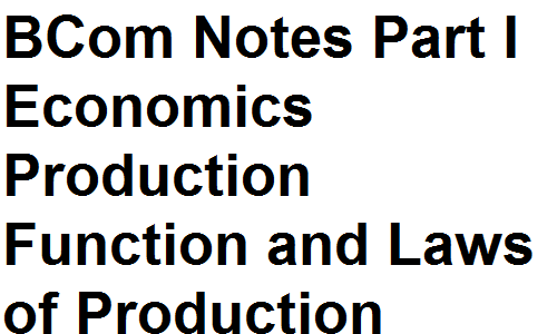 BCom Notes Part I Economics Production Function and Laws of Production