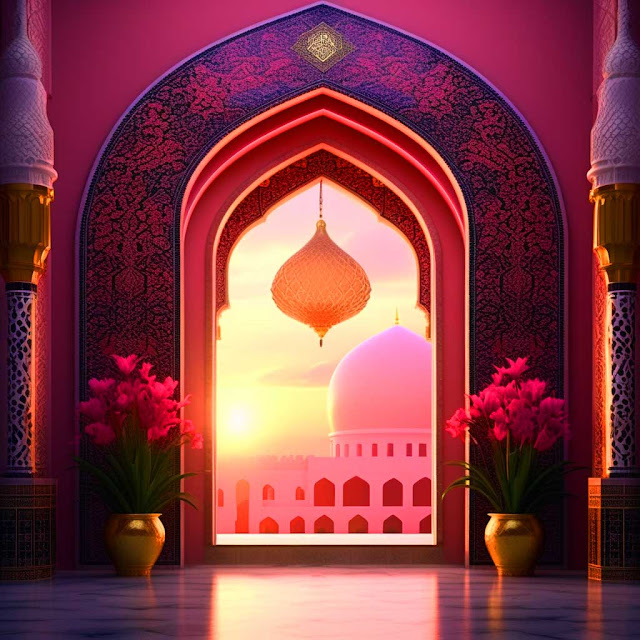 Free wallpaper of Pink color Islamic interior design