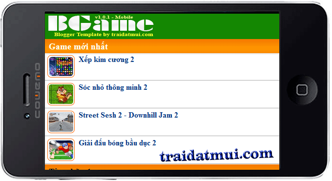 BGame v1.0.1 Template - Mẫu game tích hợp 2 giao diện Web và Mobile dành cho Blogger