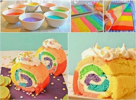 Rainbow Rolls Cake 