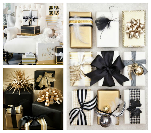 christmas gold black white