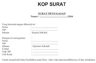 SURAT PENUGASAN SDM NUPTK VERVAL CALON BARU TAHUN 2016