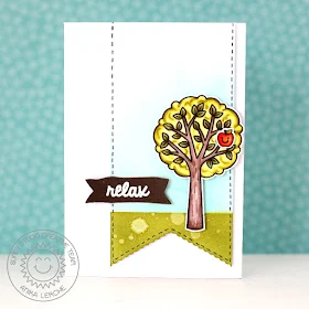 Sunny Studio Stamps: Relax Apple Tree Card by Anni (using Summer Picnic & Fishtail Banners)