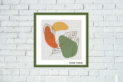 Abstract leaves cross stitch pattern, Tango Stitch