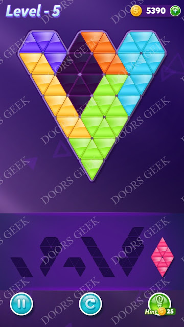 Block! Triangle Puzzle Advanced Level 5 Solution, Cheats, Walkthrough for Android, iPhone, iPad and iPod