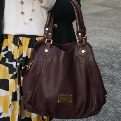 mustard pleated skirt Marc by Marc Jacobs Classic Q Carob brown fran bag | awayfromtheblue