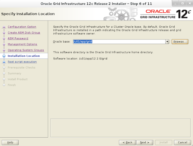 Oracle 12c grid infrastructure installation wizard screen 7