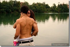 Kissing-couple-lake-affection-hug-shirtless-boy