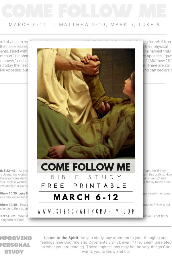 Come Follow Me Bible Study Free Printable March 6 pinterest pin.