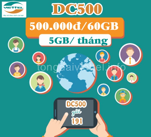 Cach dang ky goi cuoc DC500 mang Viettel