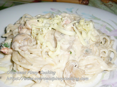 Spaghetti with Clam and Shrimp in White Sauce Recipe