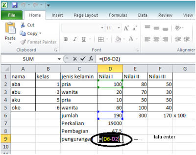 Melakukan Perhitungan Dengan Menggunakan Rumus Di Microsoft Excel 2010
