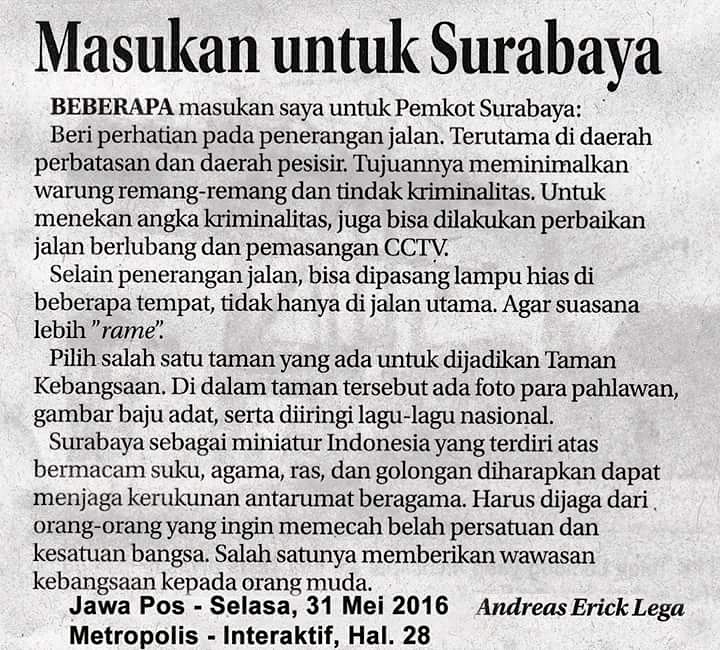 Erick Lega Says (5) - Masukan Untuk Kota Surabaya