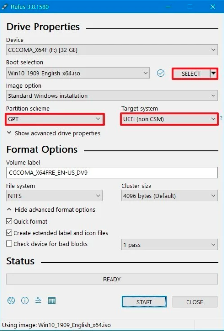 How to create a bootable USB - Rufus