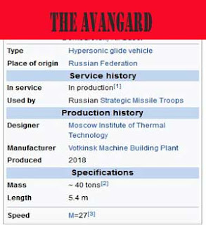 AVANGARD, PELUNCUR RUDAL BALISTIK HIPERSONIK ANTARBENUA TERBARU RUSIA