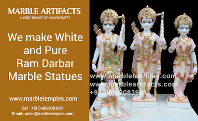 White Marble Ram Darbar Statues-Marble Temples