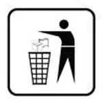 Figura de um humano jogando um objeto na lata de lixo