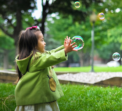 blowing bubbles