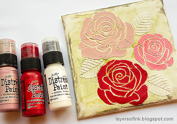 Layers of ink - Mixed Media Rose Canvas Tutorial by Anna-Karin Evaldsson. Paint the roses.