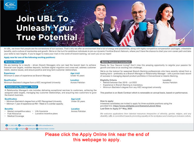 United Bank Limited UBL Jobs 2023