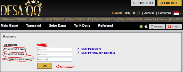 Cara Mengubah Password Di Situs Judi Online