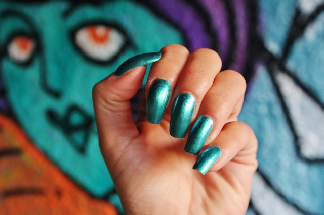 teal metallic nails