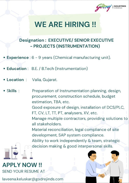 Godrej Chemicals Hiring For Project (Instrumentation)