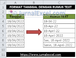 Mengubah Format Tanggal dengan Rumus TEXT Excel - JurnalExcel.com