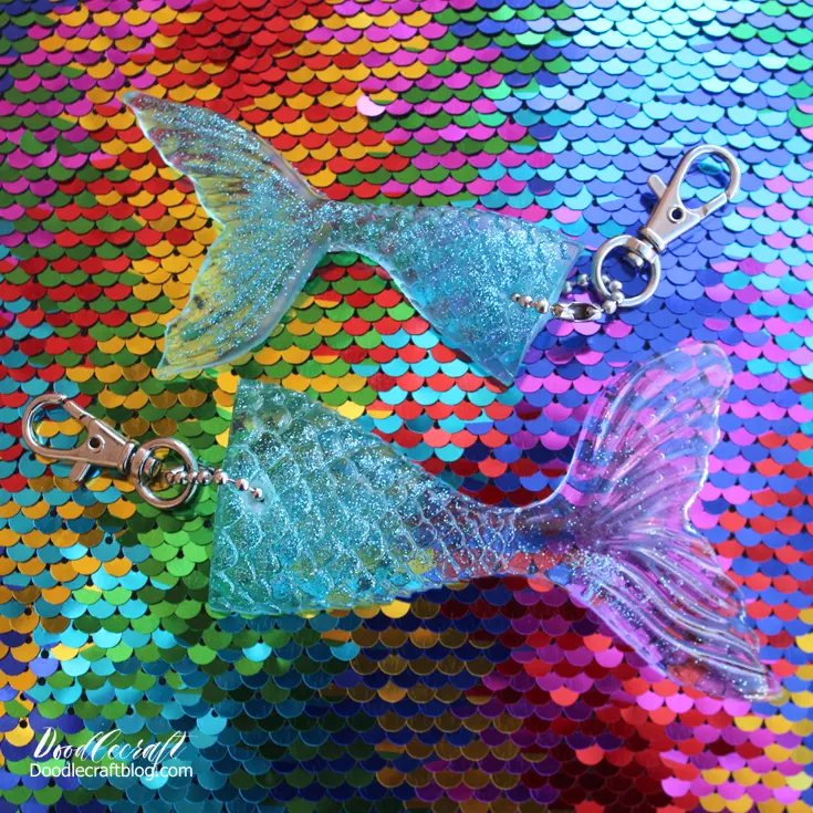 Glitter Mermaid Tail Resin Keychains DIY