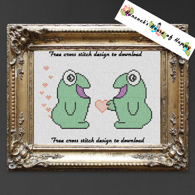 Free Cross Stitch Pattern of Two Monsters in Love