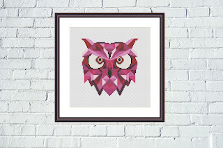 Pink owl cross stitch  - Tango Stitch