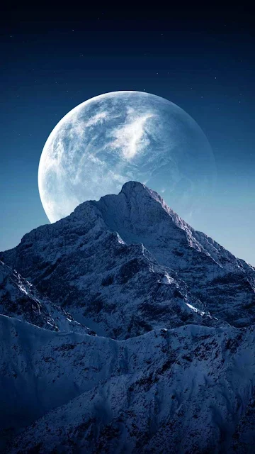 Moon Behind Mountain iPhone Wallpaper