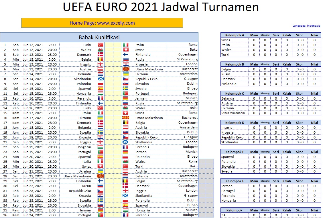 Download Jadwal Uefa Euro 21 Excel Xls Idezia