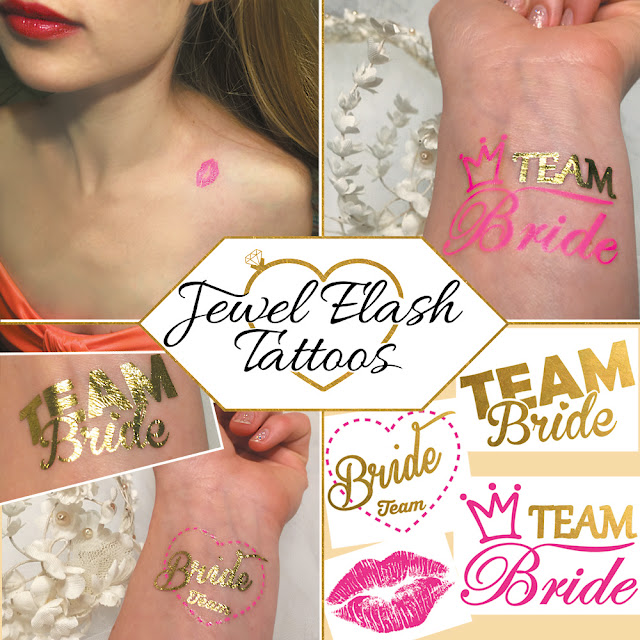 Metallic gold and pink team bride tattoo stickers for women