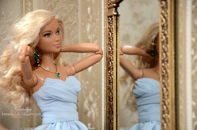 Sky blue long prom dress for Barbie doll