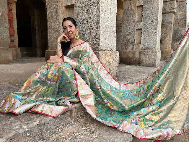 Double tissue kota doria saree with floral jaal