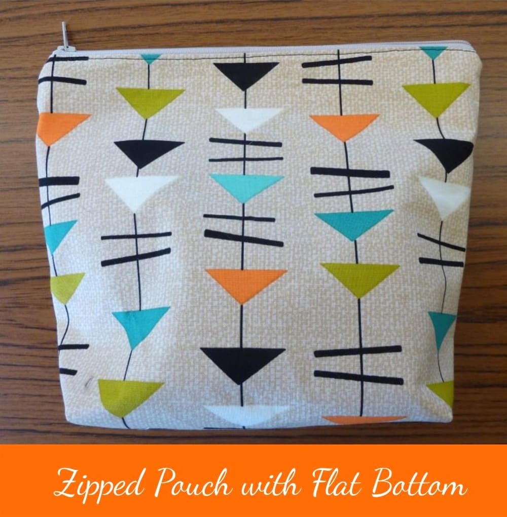Zipped Pouch with Flat Bottom Tutorial