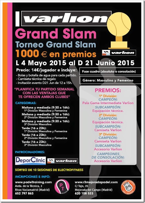 I Torneo Bimestral Varlion Grand Slam en el Club Indoor Padel Training, Madrid.