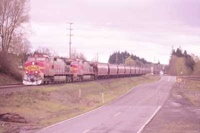 BNSF C44-9W #755 at Kalama, Washington in Spring 1999