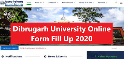 Dibrugarh University Form Fill up 2020