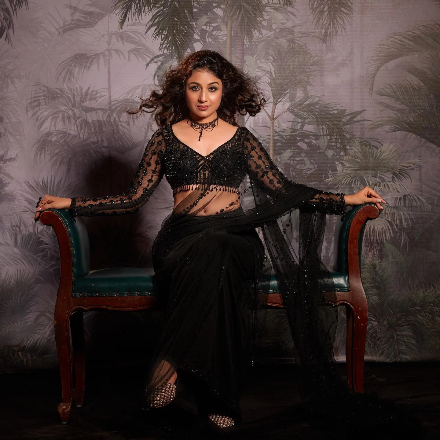 Paridhi Sharma sheer black saree hot tv actress
