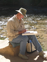 Artist Myron Laub in zion National Park