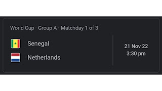 Senegal vs Netherlands 21 November
