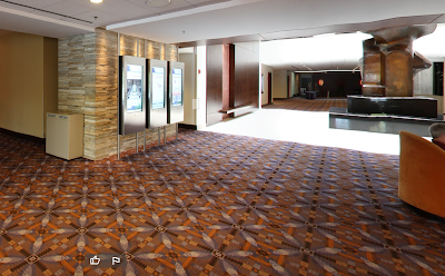 color photo of carpeting, lobby view, Hyatt Regency O'Hare hotel near Chicago O'Hare airport, Louis Sullivan design element carpet