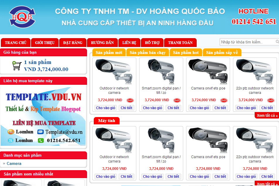 Template Blogspot Cửa Hàng Camera, Theme Blogger Bán Hàng Chuyên Nghiệp