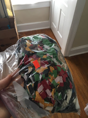 T-shirt scraps from quilt squares