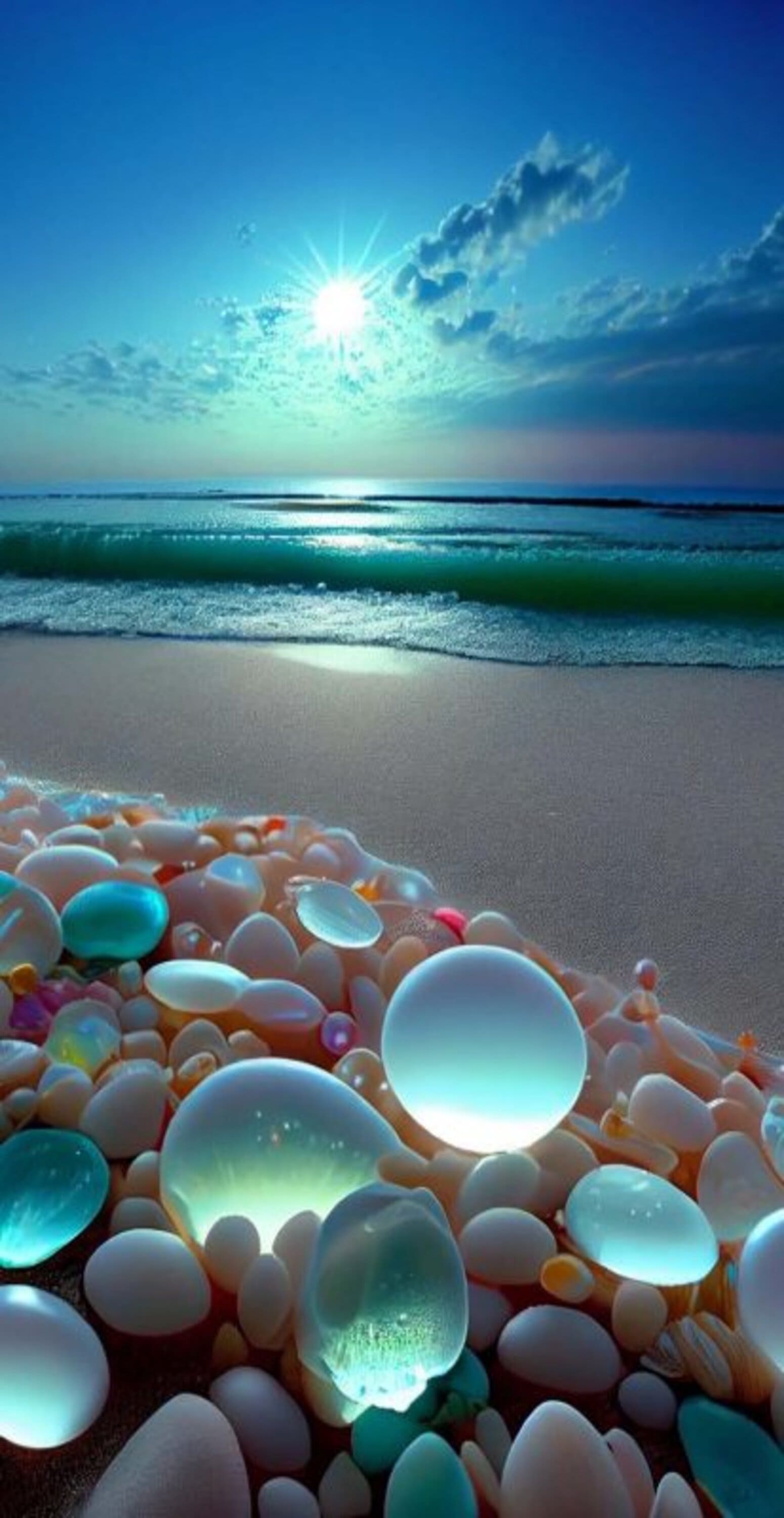 خلفية شاطئ الاحجار الزجاجية، اروع خلفيات الطبيعة بدقة 4K