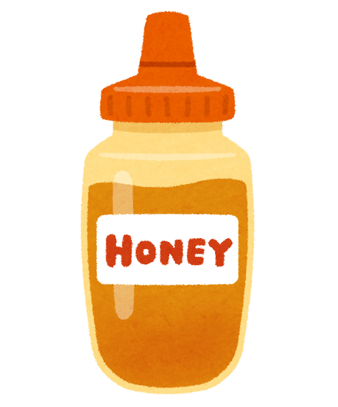 無料イラスト かわいいフリー素材集 ボトルに入ったハチミツのイラスト